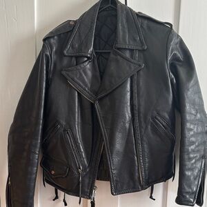 Fabulous vintage unique Black Leather motorcycle Jacket